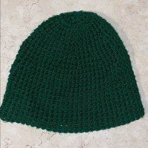 Handmade knitted green beanie